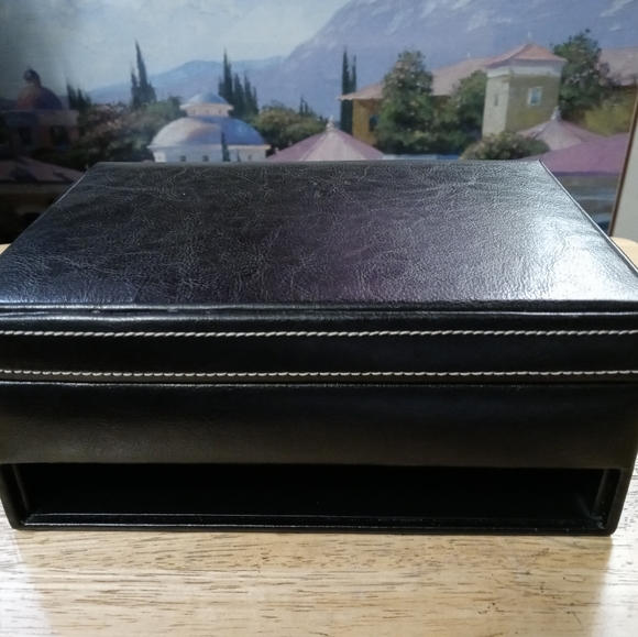 💍Vintage Blue Leather & Velvet Jewelry Box. With Draw,Size - Picture 7 of 16